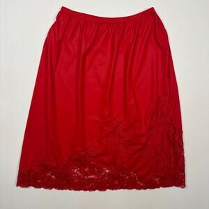 Vintage 1970’s Van Raalte Red Satin and Lace Slip